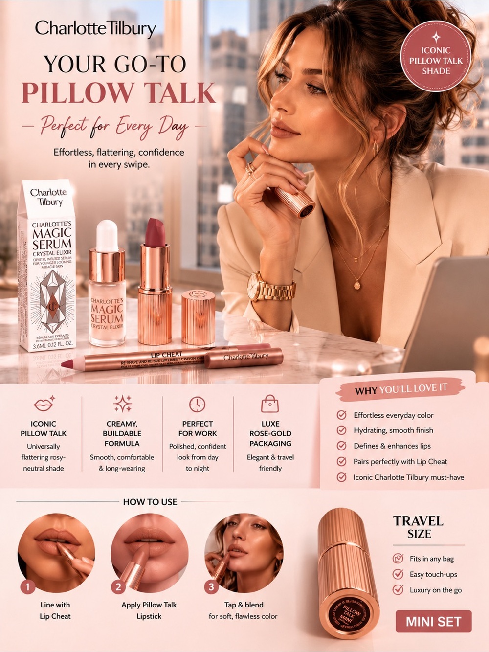 Charlotte Tilbury Pillow Talk + Magic Serum Mini Bundle
